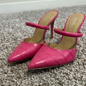 Michael Kors Pink Croc Print Mule Heels
